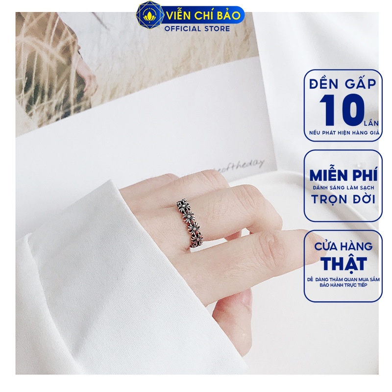 Nhẫn chrome heart xếp kín chất liệu bạc Thái 925 thời trang phụ kiện trang sức Viễn Chí Bảo N000040