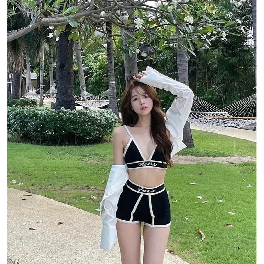 Đồ bơi bikini cộc tay đai chữ Badblood