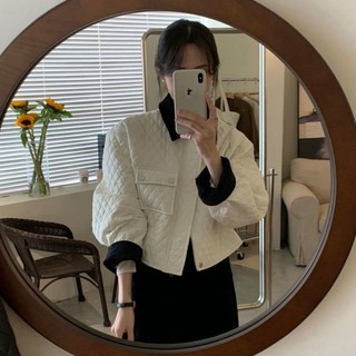 [Hàng Có Sẵn] Áo Khoác Cotton Họa Tiết Hình Học Nhỏ Cổ Bẻ Thời Trang Hàn Quốc Chống Va Chạm Màu Sắc Phong Cách Hình Học Cho Nữ
