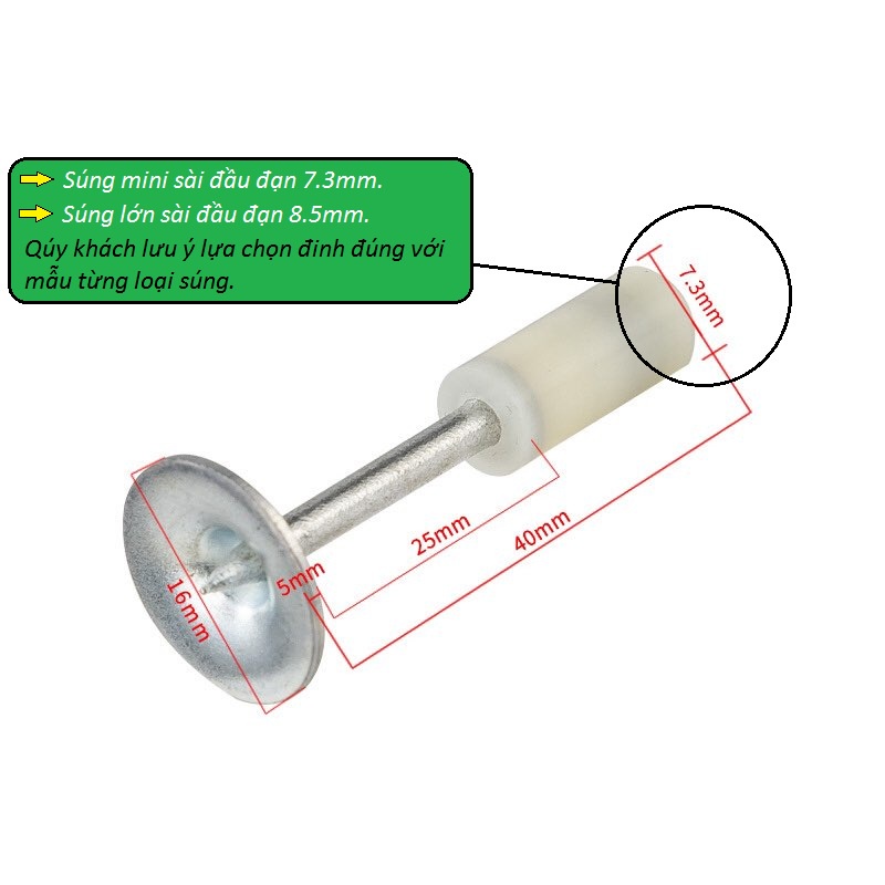 Đinh hạt nổ dùng cho máy bắn ty  dùng cho tất cả các loại súng 7.3mm và 8.5mm