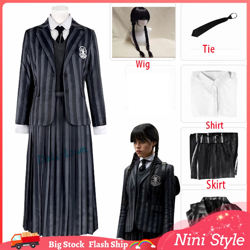 Bộ Trang Phục Hóa Trang Học Sinh Nevermore Kẻ Sọc Cho Nữ
