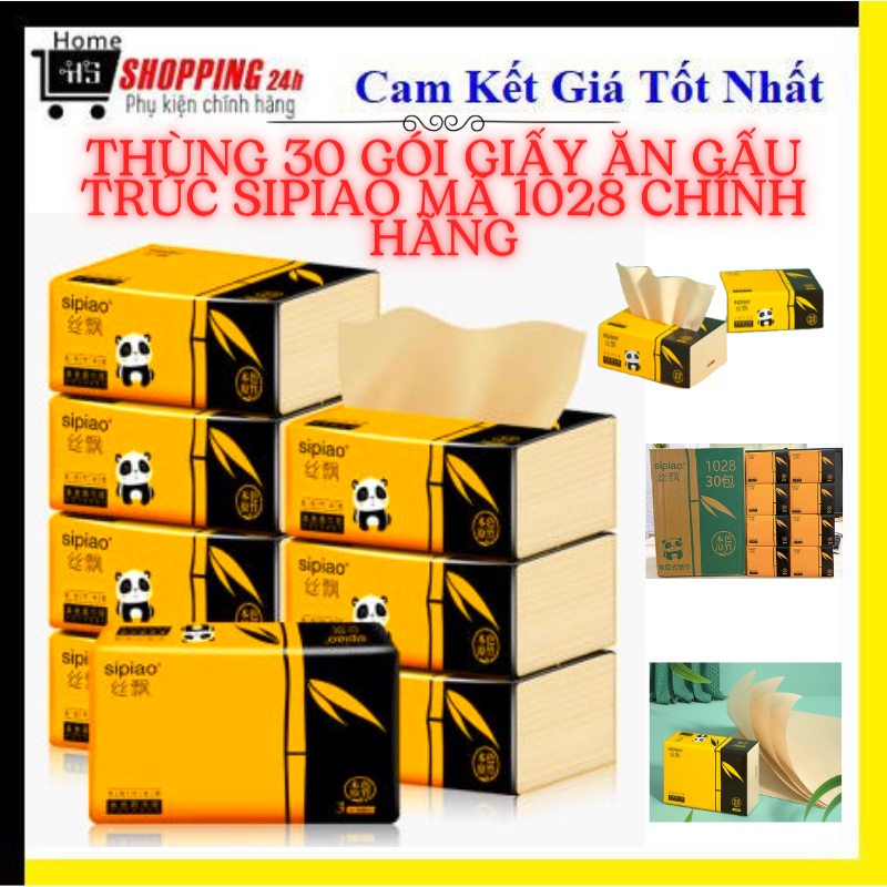 Khăn giấy ăn gấu trúc Sipiao 300 tờ /gói, 4 lớp/ tờ hàng chính hãng không chất tẩy trắng , không gây kích ứng da