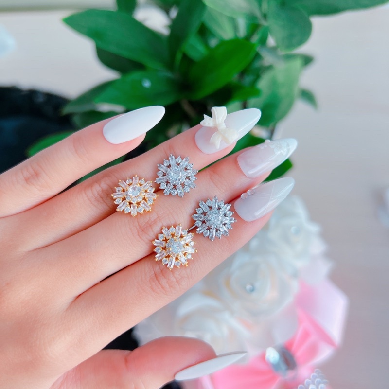 Bông tai hoa bagguet siêu sáng đi tiệc BH42