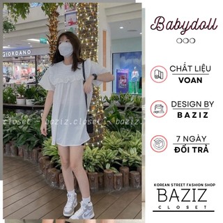 Váy babydoll cổ bèo freesize