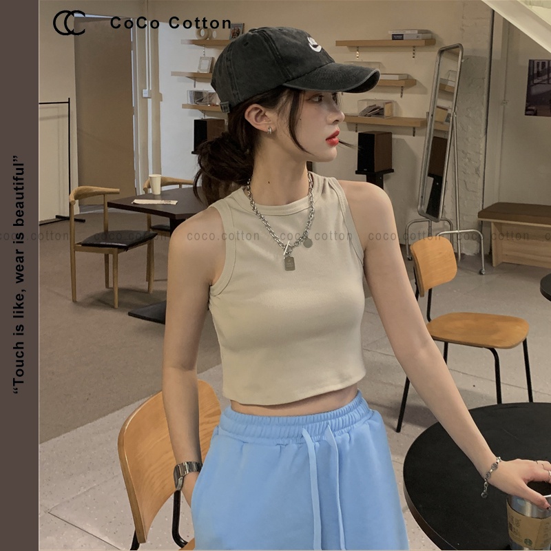 Áo ba lỗ croptop nữ COCOCOTTON cao cấp CC09