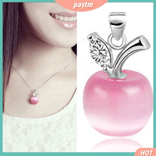{PTM} Dây chuyền mạ bạc hình trái tạo Opal nhân tạo đính đá Zircon thời trang dành cho nữ