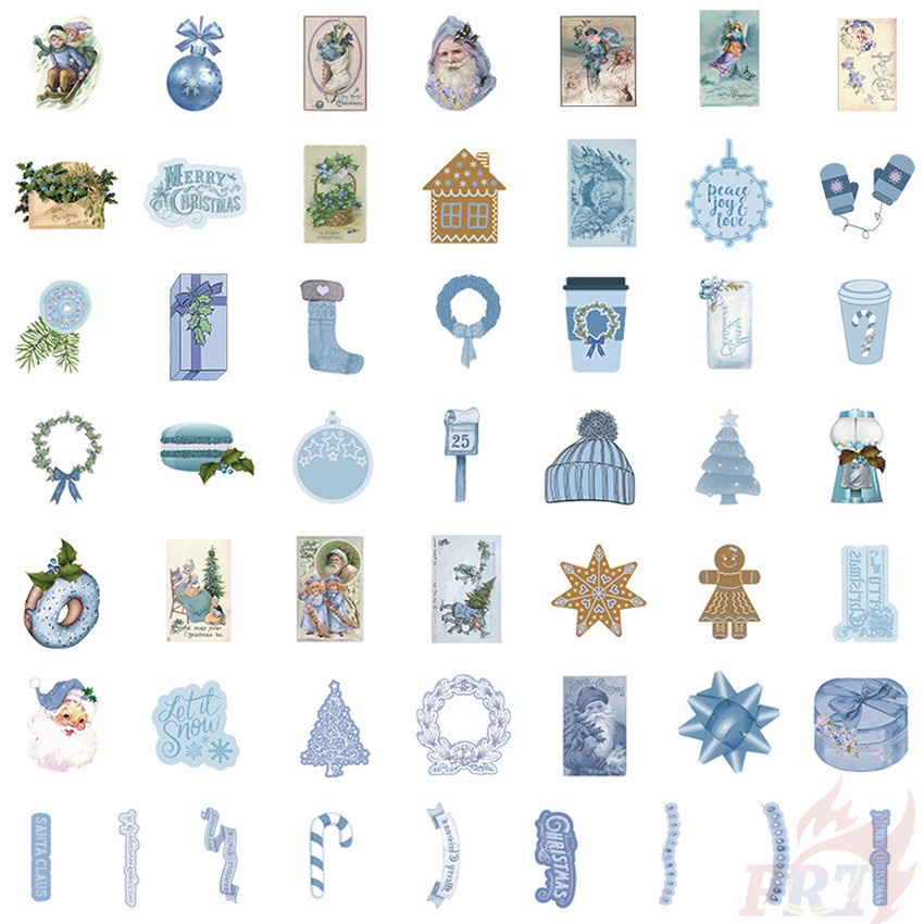 ❉ Set 01 Sticker Mini Trang Trí Giáng Sinh Phong Cách Retro ❉ Bộ 50 Sticker Chống Thấm Nước Họa Tiết Doodle Hợp Thời Trang