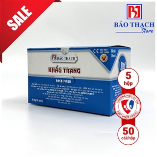 Combo 5 hộp khẩu trang Bảo Thạch 4 lớp xanh