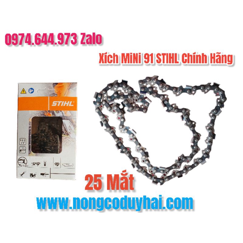 Xích  STIHL - Dùng Cho Máy Cưa Xăng - Loại Xích Mini 91 3/8LP Chân 1.3mm - 25 27.5 30.5 Mắt