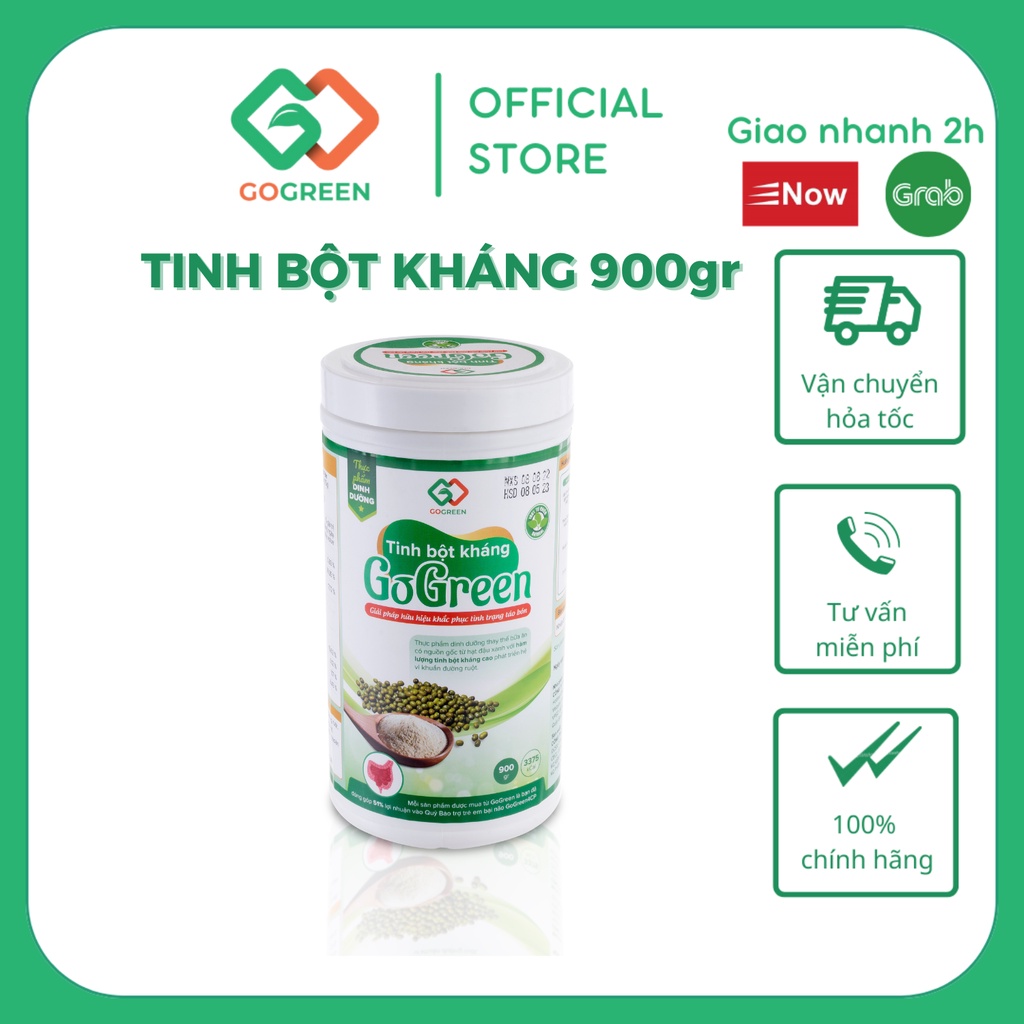 Tinh Bột Kháng Tự Nhiên GoGreen 900gr - Đánh Bay Táo Bón,Viêm Đại Tràng & Tốt Hệ Tiêu Hóa,Loạn Khuẩn Đường Ruột