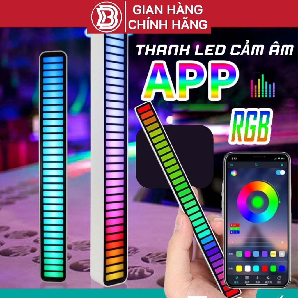 Thanh Đèn LED RGB Nháy Theo Nhạc, Cảm Ứng Âm Thanh Thông Minh Tích Hợp Micro Thu Âm Trang Trí Bàn Làm Việc