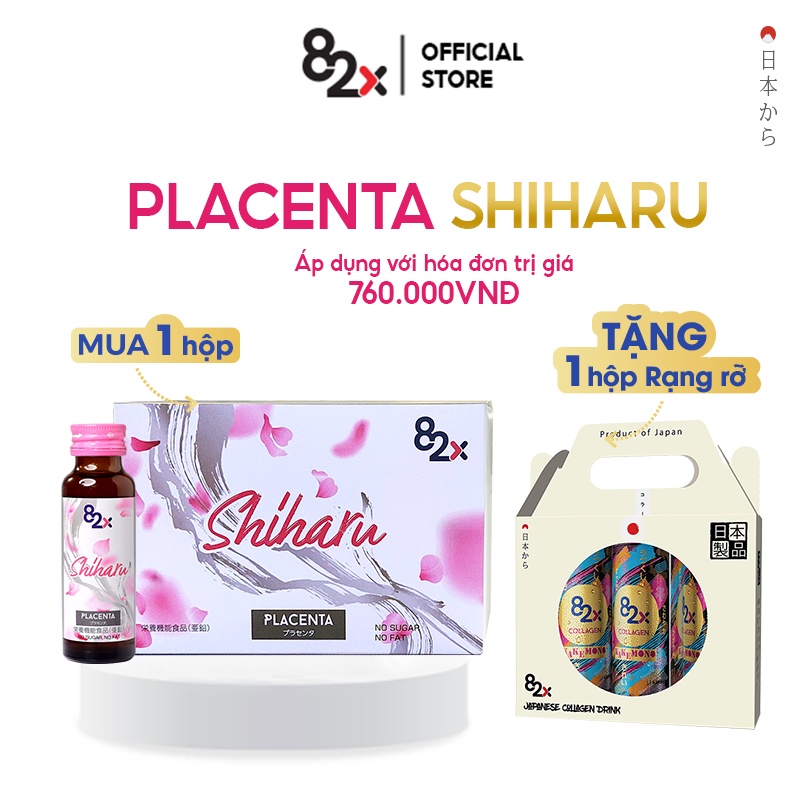 82X Nước uống Placenta Shiharu làm đẹp da đến từ Nhật Bản 50ml/lọ. (1 hộp)