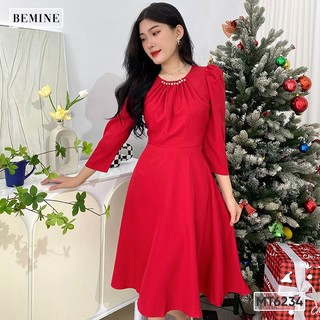 Đầm tay lỡ cổ ngọc trai tùng xòe bemine mt6234