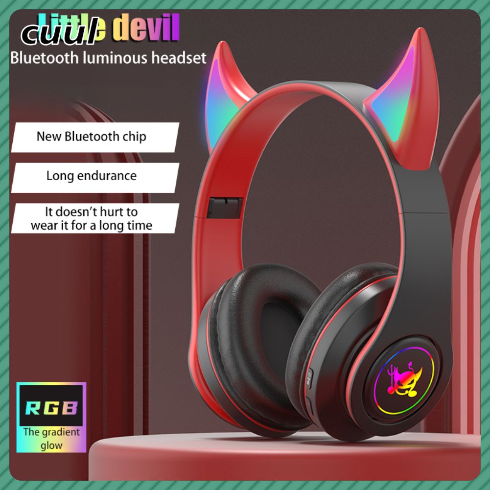 Hàng Có Sẵn Tai Nghe Phát Sáng Ma Quỷ Tương Thích Bluetooth Không Dây Tai Nghe Chơi Game Thời Gian Chờ Siêu Dài Dành Cho Máy Tính Và Điện Thoại Di Động Thông Dụng Thanh Toán Khi Nhận Hàng