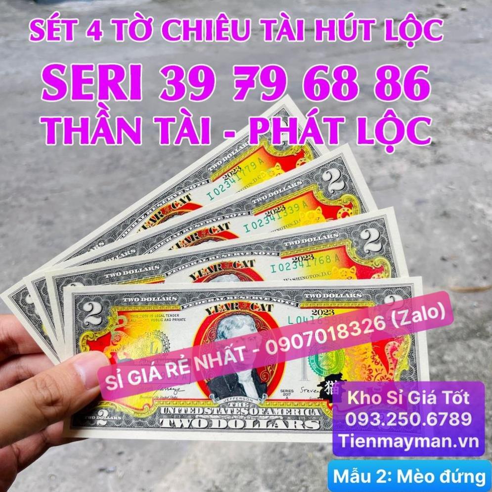 [VIP] (4 tờ Số Đẹp) Bộ Tiền 2 Đô USD Hình Con Mèo Mạ Vàng , Lưu Niệm Lì Xì Mừng Năm Quý Mão [MÈO ĐỨNG]