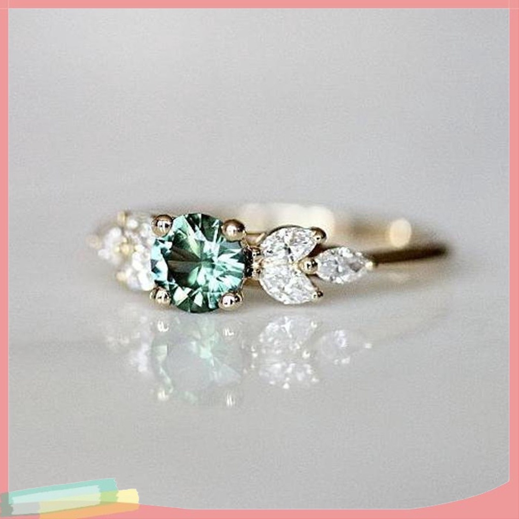 Nhẫn hợp kim mạ bạc trang trí đá zircon thời trang cho nữ