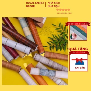 Giấy dán tường ⚡ 𝐅𝐑𝐄𝐄𝐒𝐇𝐈𝐏⚡ Giấy dán tường giả gỗ có sẵn keo bóc dán khổ 45cm*10m dán trần, dán bàn tủ decor  đẹp
