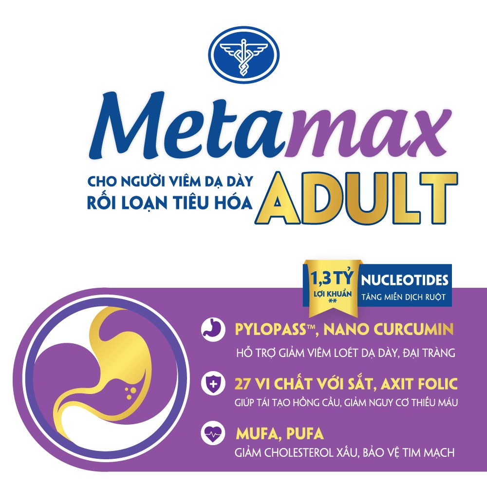 Sữa Metamax Adult - dinh dưỡng y học cho người viêm dạ dày, rối loạn tiêu hóa