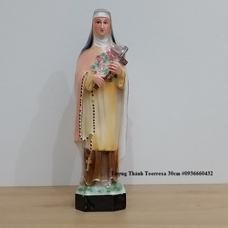Tượng công giáo Thánh nữ Teresa hoa hồng 30cm composite quà tặng công giáo