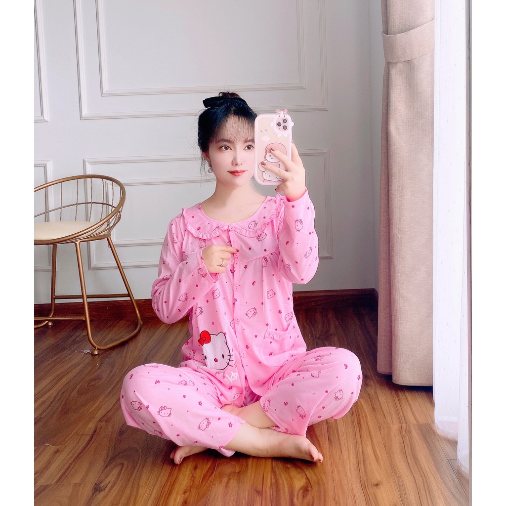 Đồ Bầu Mặc Nhà,Đồ Bộ Sau Sinh Cho Mẹ Có Mở Ngực Bé Bú Tiện Lợi Chất Cotton Mềm Mịn