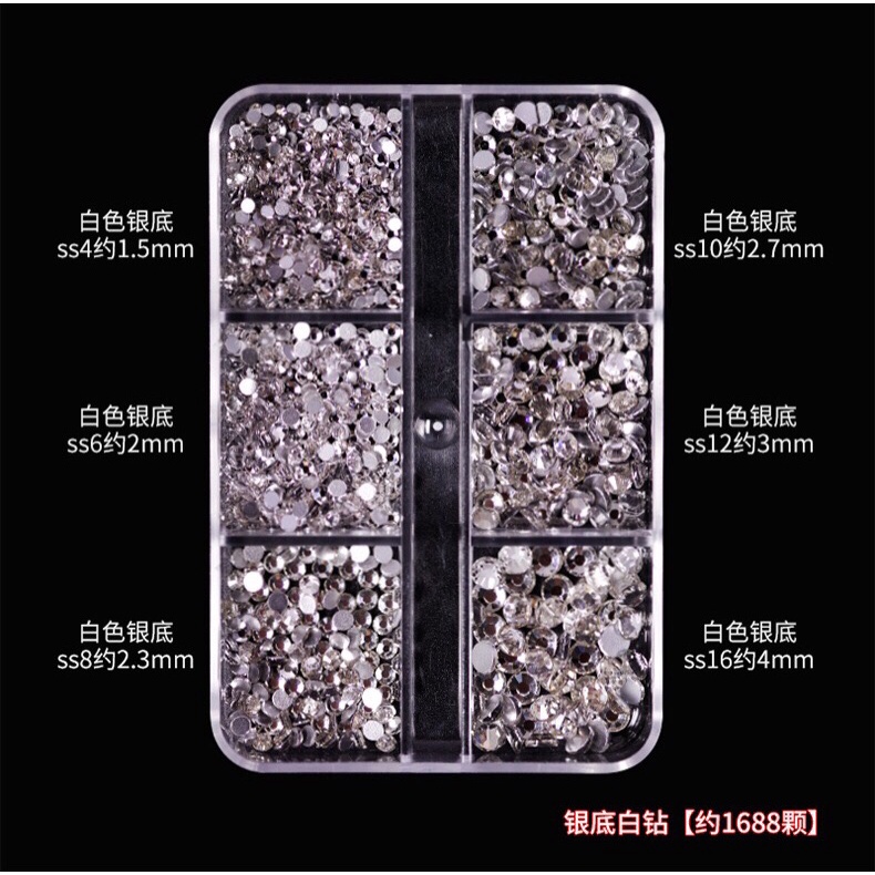 Khay đá kim cương đính móng tay đủ size siêu sáng 1155