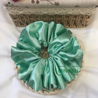 [Phi bóng size L] Dây buộc tóc Scrunchies handmade vải phi bóng lụa màu pastel Cột tóc vải scrunchie