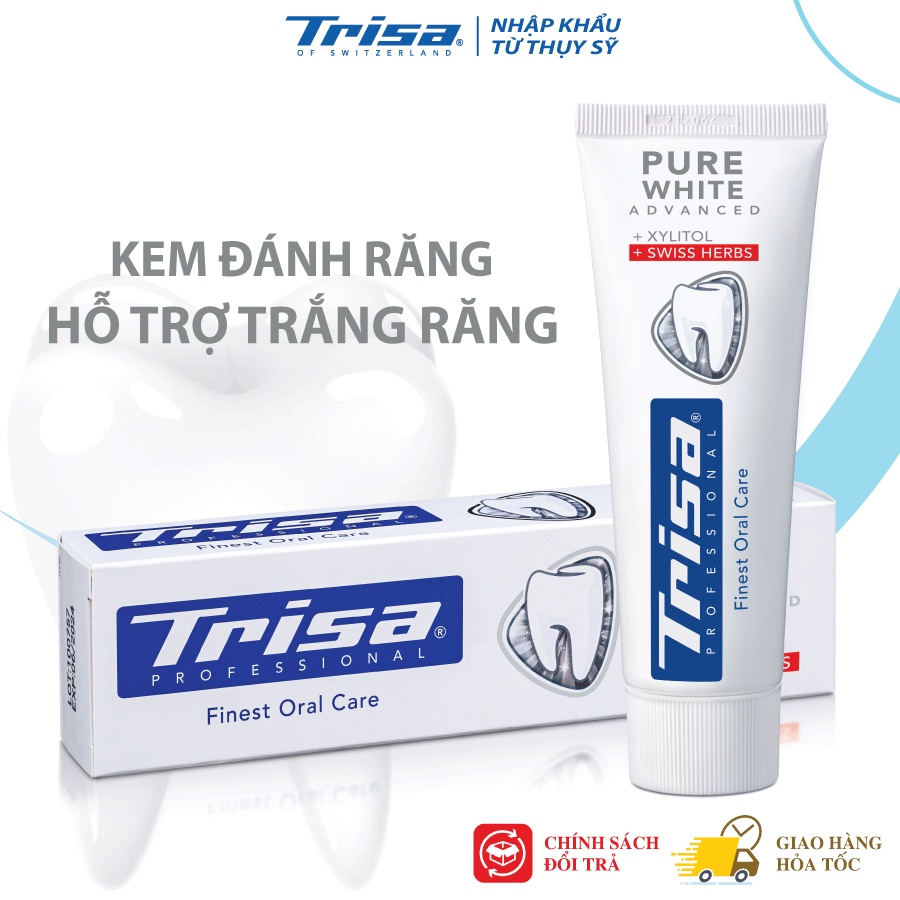 COMBO Kem Đánh Răng 75ml + Dụng Cụ Cạo Lưỡi Trisa Double Action