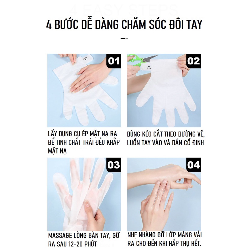 Mặt Nạ Dưỡng Da Tay Chiết Xuất Hoa Hồng, Sữa Dê Hand Mask Dưỡng Ẩm, Làm Trắng và Mịn Màng Da Tay