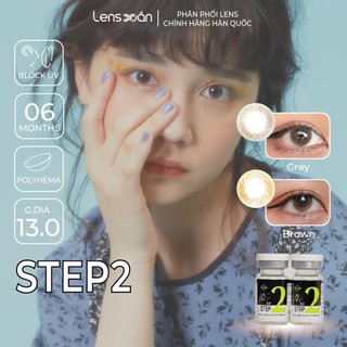 Kính áp tròng cận 6 tháng LENS XOẮN lens tây xám nâu trong veo tự nhiên LENS ME STEP2 GRAY BROWN