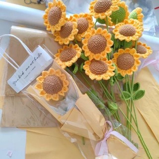 Hoa đan bằng len, hoa thú len handmade