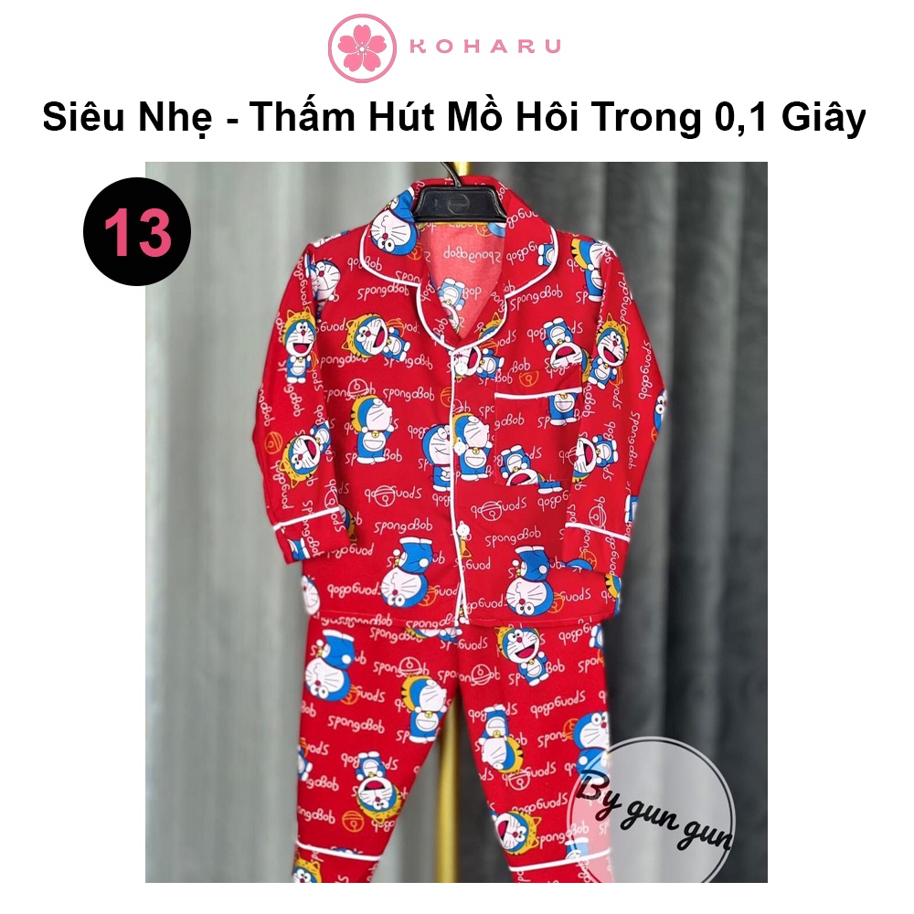 Cotton Đũi Nhật Bản 9-42kg pijama Doremon đỏ CD13 tay dài trẻ em đồ ngủ bé trai gái