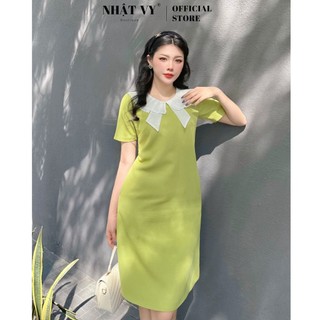 Đầm công sở Nhật Vy dáng suông cổ tròn phối viền bèo dập ly chất xốp lendy phù hợp đi chơi dạo phố nhẹ nhàng - D2595