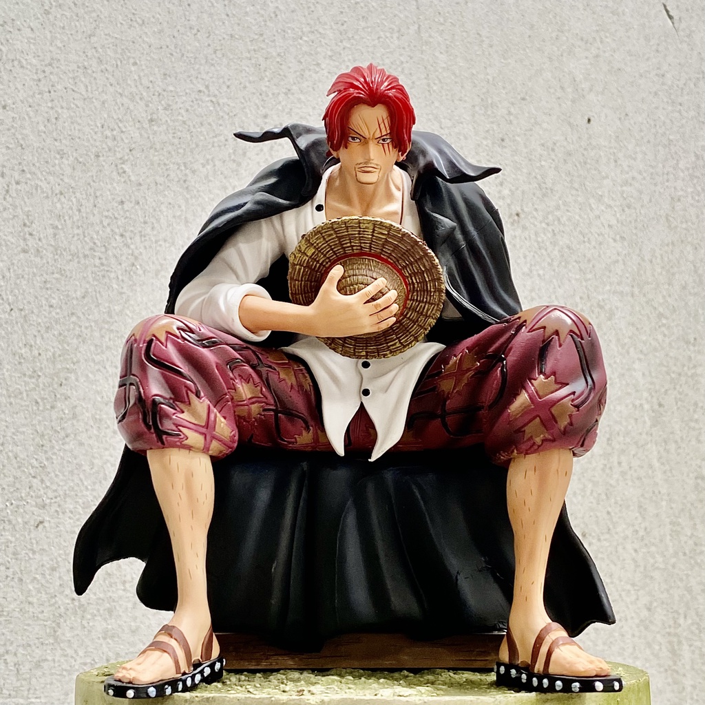 Mô hình Shanks ngồi trên thùng gỗ - Shanks tóc đỏ cực nét cao 16cm - Mô hình shanks tóc đỏ kèm 2 tay thay thế và tặng kè