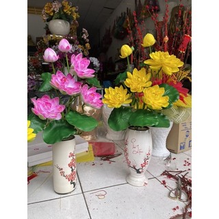 Cành  hoa sen xốp  2 bông,  1 nụ