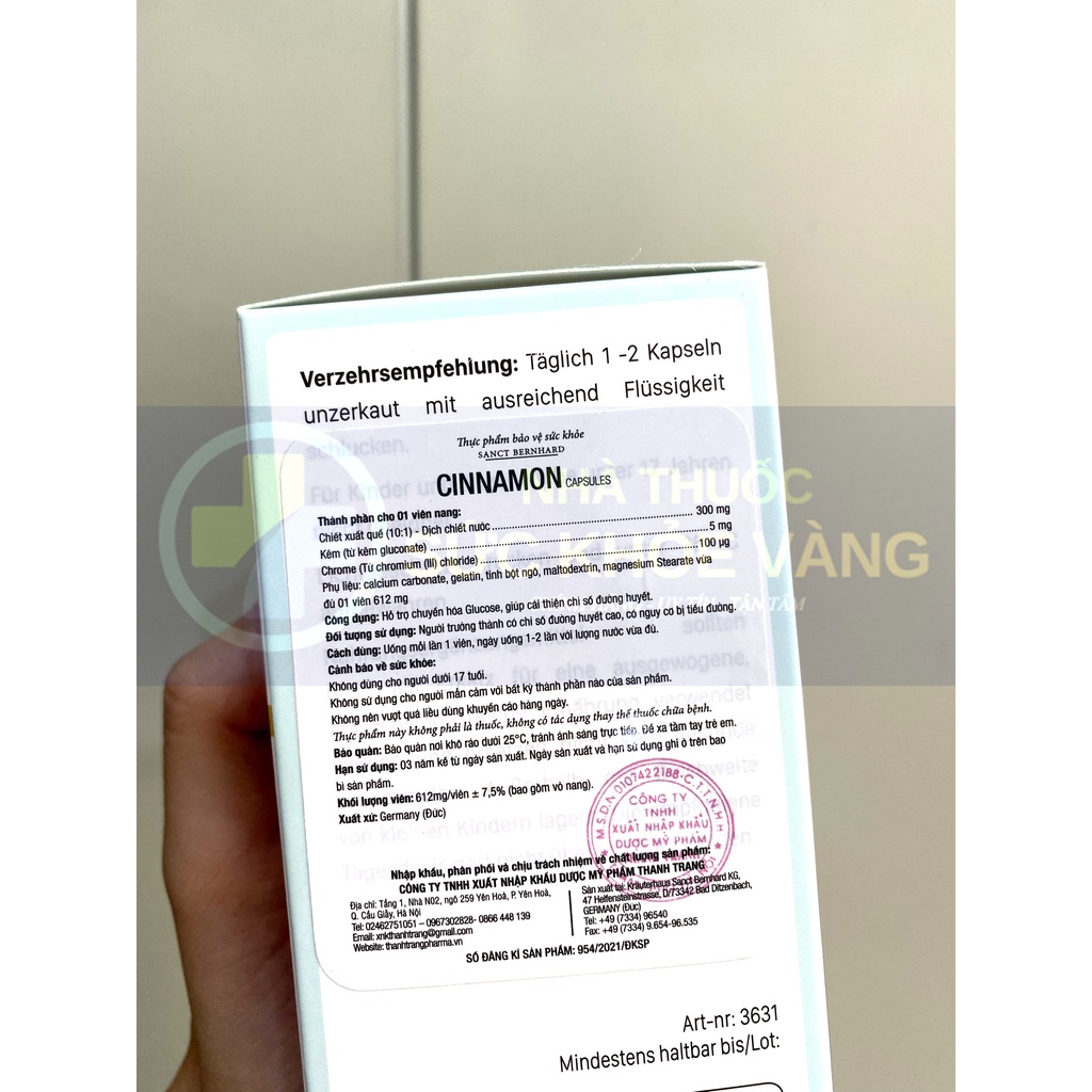 Cinnamon Capsules - Viên Uống Hỗ Trợ Điều Trị Tiểu Đường, Cải Thiện Chỉ Số Đường Huyết, Chuyển Hóa Glucose