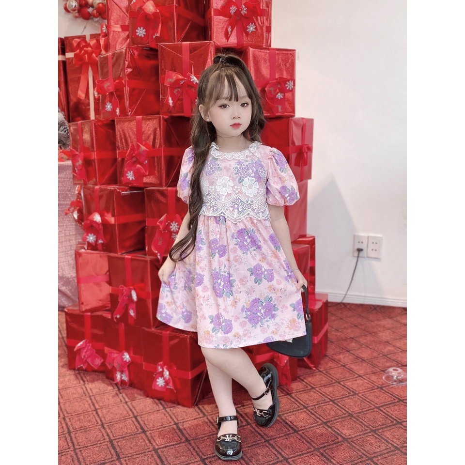 Váy cho bé gái - Babystore88 - Đầm ren hoa tím trẻ em hàng thiết kế cao cấp 1 2 3 4 5 6 7 8 9 10 11 12 tuổi V7