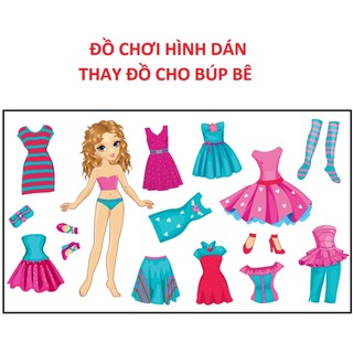 Đồ chơi hình dán cô bé toc xoăn vàng - thay đồ cho búp bê