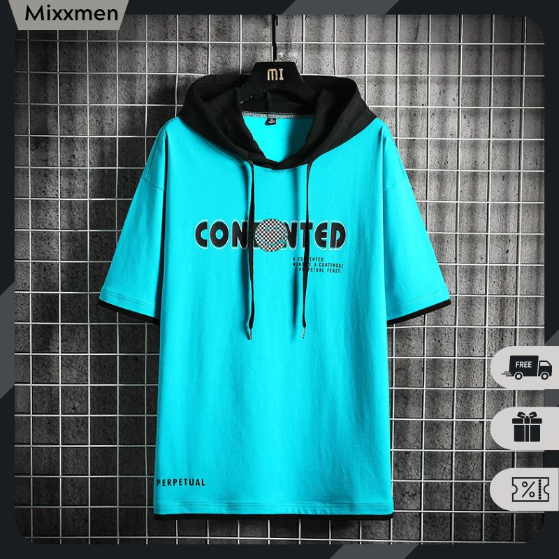 Áo Hoodie Ngắn Tay Nam In Chữ Basic Dáng Rộng Phong Cách Ulzzang Thời Trang Mixxmen TOP NAM 258V3