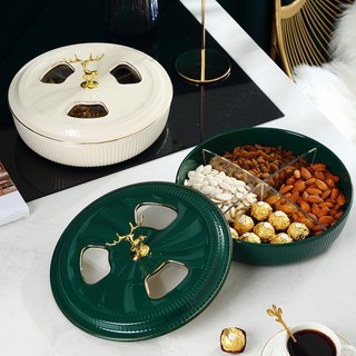 Khay đựng mứt bánh kẹo gốm sứ khay đựng đồ trang trí decor đa năng