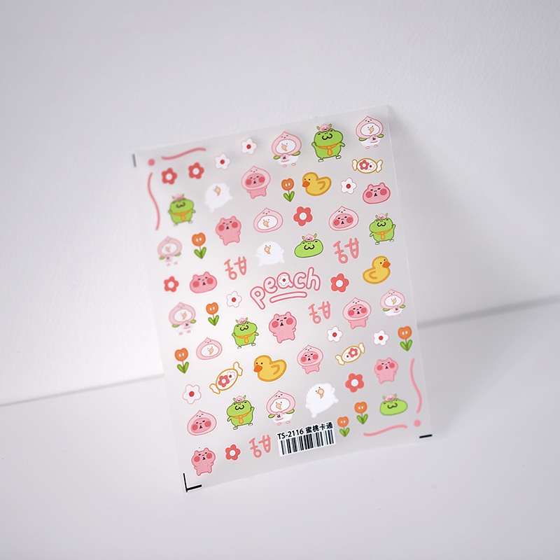 Miếng Dán Trang Trí Móng Tay Hình Quả Đào Hoạt Hình 5d ts-2115