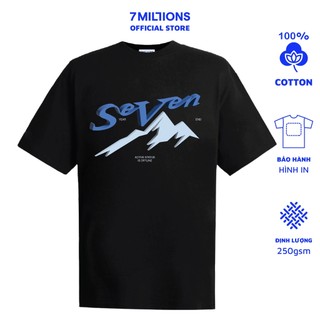 Áo thun unisex cổ tròn 7millions on top - màu đen - chất vải cotton 2 chiều - form oversize