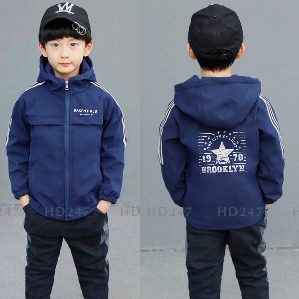 Áo khoác bé trai bé gái BASIC áo dù 2 lớp size đại BROOKLYN cute từ 5 đến 14 tuổi 0348 HADY KIDS