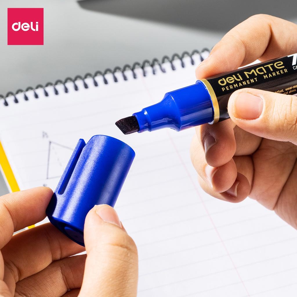 Bút Lông Dầu Deli Không Xóa Được 2 Đầu 2 Kích Thước S555/ U10430 Màu Xanh/Đen/Đỏ