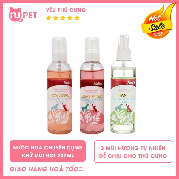 Nước hoa chuyên dụng khử mùi cho chó mèo Bioline 207ml