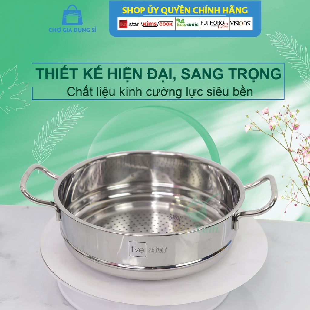 Thân Xững hấp inox 430 Fivestar 2 quai không nắp