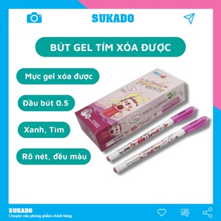 Bút gel thiên long tp gel-e01 màu tím/xanh xóa được sukado