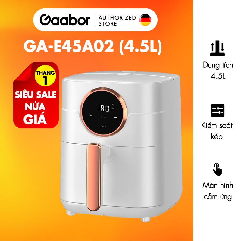 Nồi chiên không dầu GAABOR GA-E45A02 dung tích 4.5L - Thép không gỉ bền bỉ - Giá rẻ tiết kiệm - Hàng