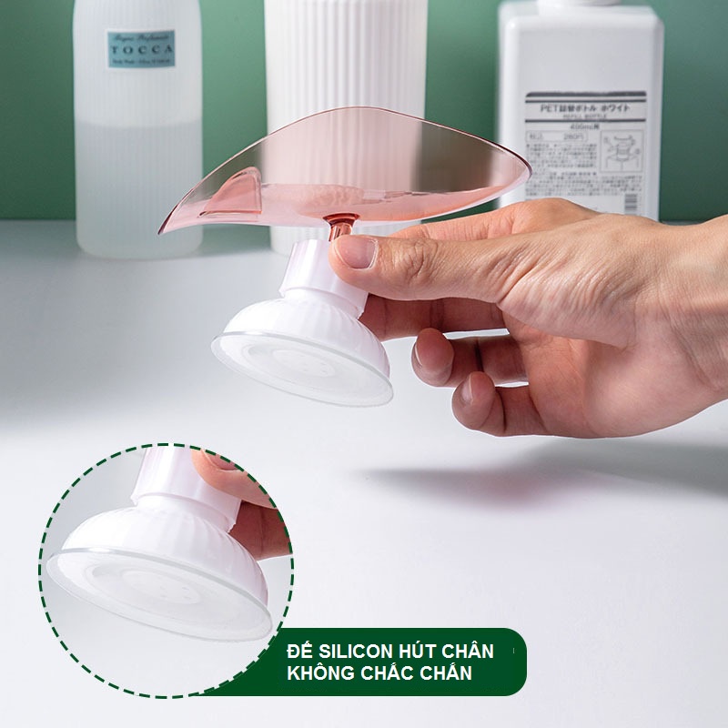 Khay đựng xà phòng, đồ phòng bếp, phòng tắm CÓ THỂ XOAY, có rãnh thoát nước, hít chân không chắc chắn siêu tiện lợi