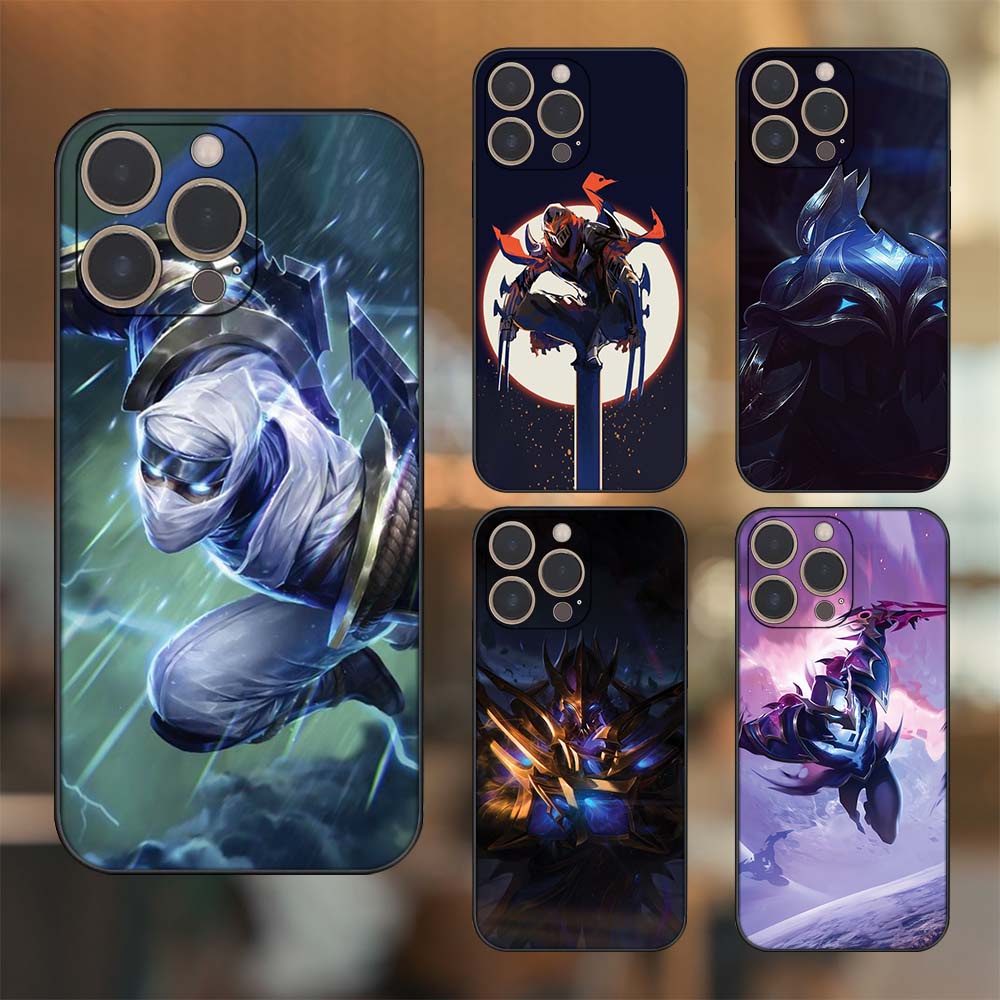 Ốp lưng iPhone 13 Pro dẻo đen cạnh vuông in hình Zed Liên Minh Huyền Thoại