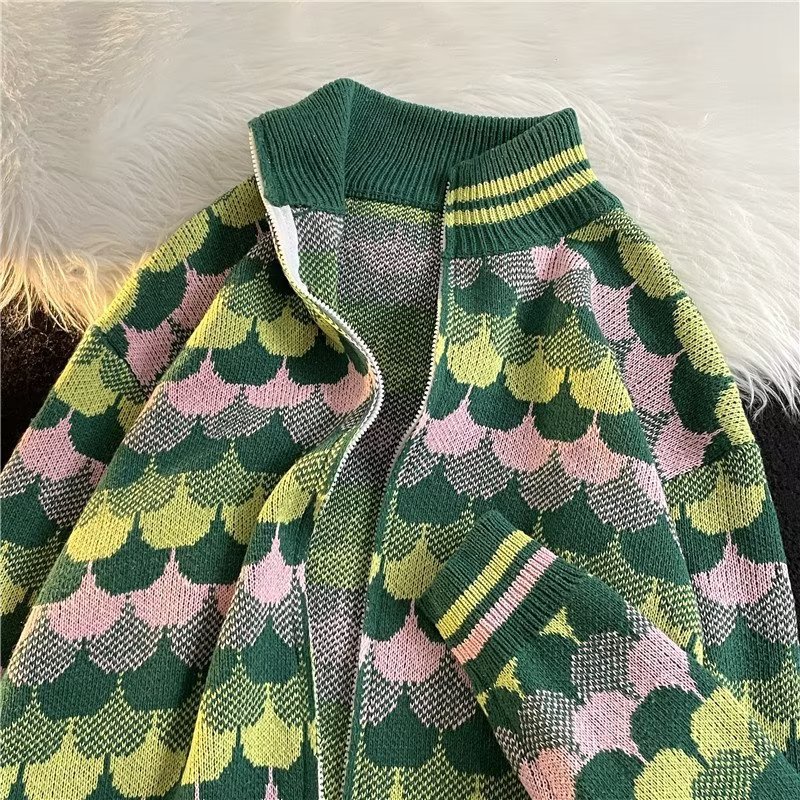 Magee Niche Áo Khoác cardigan Dệt Kim Dáng Rộng Phong Cách Harajuku Đường Phố Mỹ Thời Trang Xuân Thu Dành Cho Cặp Đôi